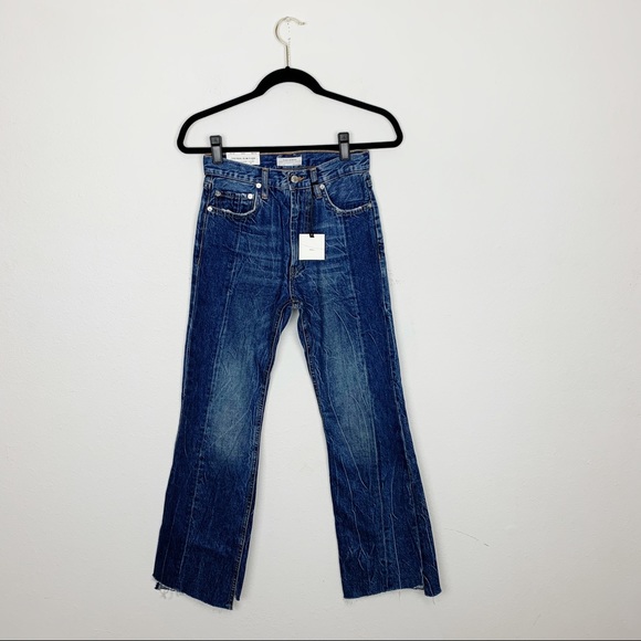 Zara Denim - NEW ZARA High Rise Raw Hem Flare Jeans Sz 2